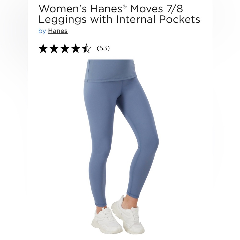 Hanes Moves 7/8 Blue Leggings Small NEW